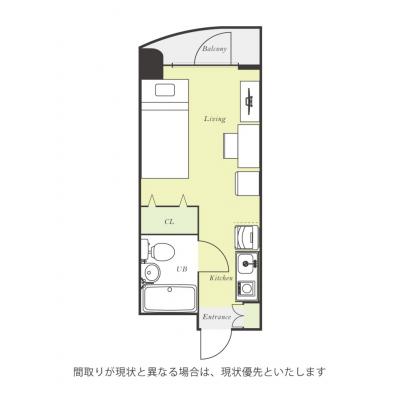 ユニオンマンスリー京成谷津ノルティア１　203　1R・シングル☆◆インターネット固定回線（有線・Wi-Fi）無料の部屋◆【禁煙ルーム】人気の角部屋/1棟18室丸々マンスリー！法人まとめての利用も可♪の間取り図