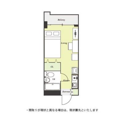 ユニオンマンスリー京成谷津ノルティア１　204　1R・セミダブル☆◆インターネット固定回線（有線・Wi-Fi）無料の部屋◆【禁煙ルーム】人気の角部屋/1棟18室丸々マンスリー！法人まとめての利用も可♪の間取り図