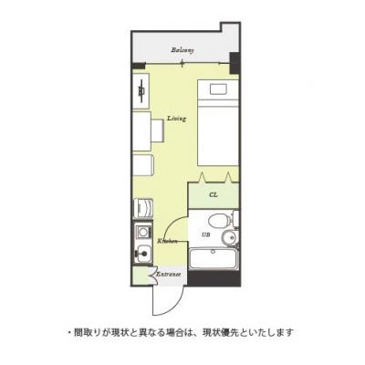 ユニオンマンスリー京成谷津ノルティア１　209　1R・シングル☆◆インターネット固定回線（有線・Wi-Fi）無料の部屋◆【禁煙ルーム】1棟18室丸々マンスリー！法人まとめての利用も可♪の間取り図