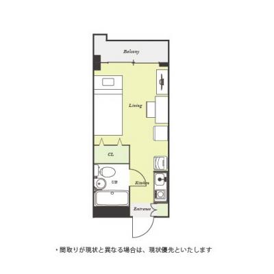 ユニオンマンスリー京成谷津ノルティア１　210　1R・シングル☆◆インターネット固定回線（有線・Wi-Fi）無料の部屋◆【禁煙ルーム】人気の角部屋/1棟18室丸々マンスリー！法人まとめての利用も可♪の間取り図