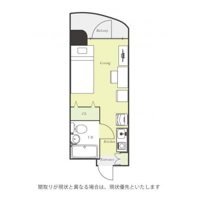 ユニオンマンスリー京成谷津ノルティア１　301　1R・シングル☆◆インターネット固定回線（有線・Wi-Fi）無料の部屋◆【禁煙ルーム】人気の角部屋/1棟18室丸々マンスリー！法人まとめての利用も可♪の間取り図