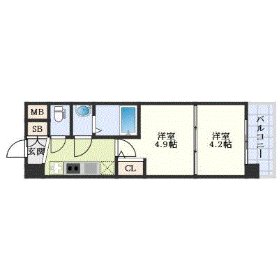 グッドステイ京都二条エステムコート★プラス【ハイクラス・2K・Wi-Fi対応・設備充実】の間取り図