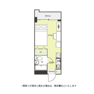 ユニオンマンスリー京成谷津ノルティア１　304　1R・セミダブル☆◆インターネット固定回線（有線・Wi-Fi）無料の部屋◆【禁煙ルーム】人気の角部屋/1棟18室丸々マンスリー！法人まとめての利用も可♪の間取り図
