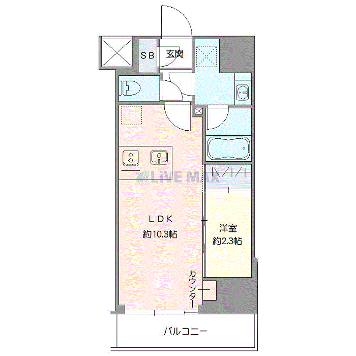 グッドステイ町田EASTシーフォルム△『禁煙ルーム・1LDK・32平米・Wi-Fi無制限・追い焚き機能』【デラックス】の間取り図