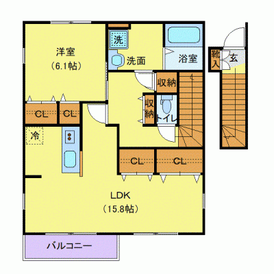 OneLife南仙台ゲート【★1LDK！バストイレ別・独立洗面台・浴室乾燥機付き等設備充実！】の間取り図