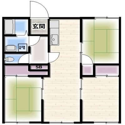 ONLY四街道1【🌈WIFI・管理費0円キャンペーン🌈】駐車場無料！ペットOK🐾広々3DK・最大６名入居可能　佐倉駅8分・都賀4分・千葉駅10分🚃⇔直通の間取り図