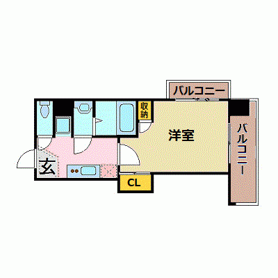 OneLife天神パークシティ【★バストイレ別、独立洗面台付】の間取り図