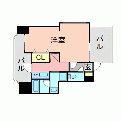 OneLife博多ステーションタワー＜TYPE1＞【★バストイレ別、オートロック付】の間取り図
