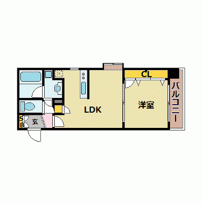OneLife博多ステーションタワー＜TYPE2＞【★バストイレ別、オートロック付《1LDKの広々空間！》】の間取り図