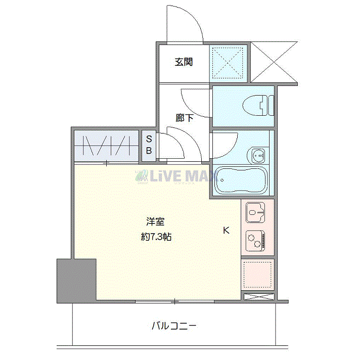 マンスリーリブマックス錦糸町WESTステージⅣ□『禁煙ルーム・1R』【浴室乾燥付】≪スタンダードシリーズ≫の間取り図