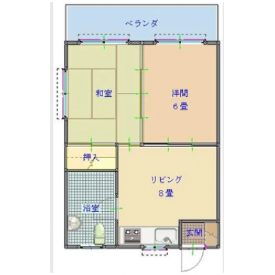 【唯一の読谷エリア・２DK】サンセット楚辺403の間取り図
