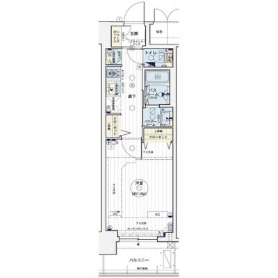 【大須観音駅　徒歩5分】EC名古屋栄プレシャス　7帖タイプ・24㎡②【NET無料・ペット可・分譲・浴室乾燥・2口ガスコンロ・オートロック】の間取り図