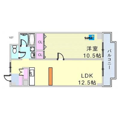 🌈新規オープン賃料半額　山陽魚住駅徒歩3分🚊2名入居可1LDK✨ネット無料👍スマートTV📺24Hサポート付✨【M064】の間取り図