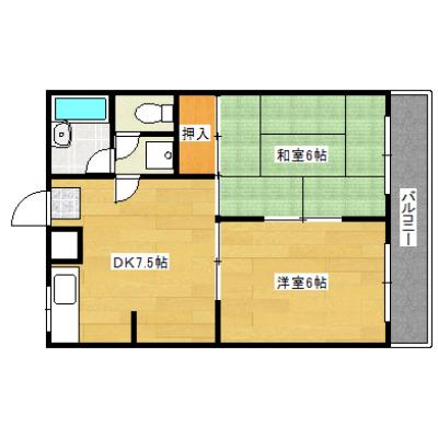 コーポ高橋　３F（駐車場確保可能・広々２DK・ゆめタウン広島すぐそば）の間取り図