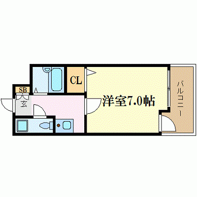 OneLife博多天神モア【★バストイレ別、オートロック付】の間取り図