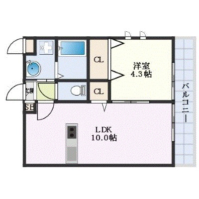 グッドステイ高槻市駅南クラニア※エグゼ【1LDK・設備充実】≪エクセレントシリーズ≫の間取り図