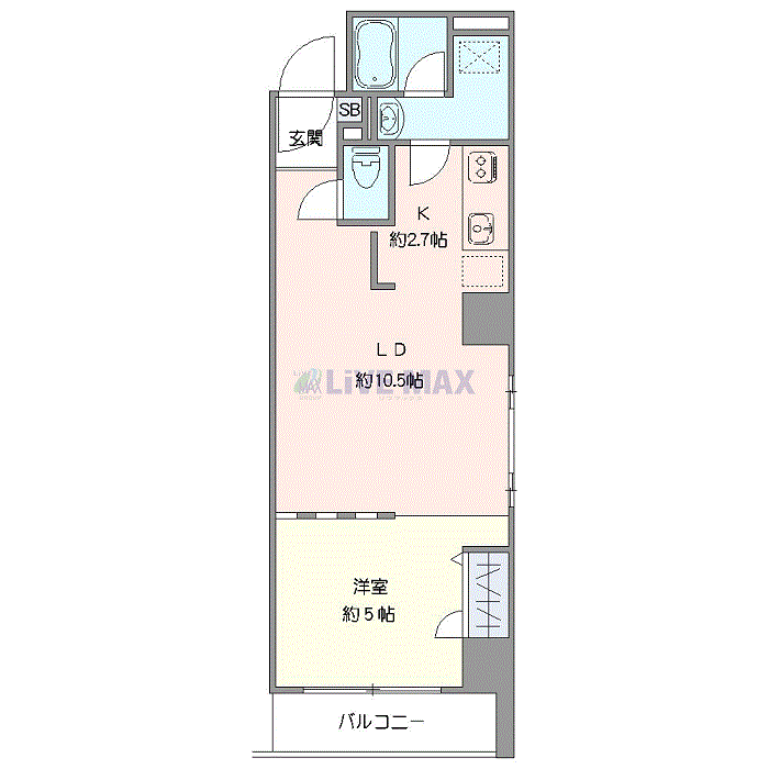 グッドステイ札幌・大通EASTスパイア★『禁煙ルーム・1LDK・37平米・独立洗面』【ベーシック】の間取り図