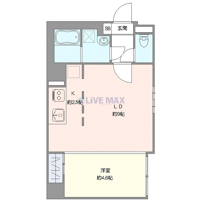 マンスリーリブマックス札幌・大通EASTスパイアⅡ△『禁煙ルーム・1LDK・36平米』【独立洗面】≪スタンダードシリーズ≫の間取り図