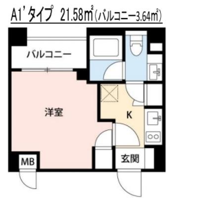 【🌷新生活応援キャンペーン🌷】【禁煙🚭/Wi-Fi無料🌐】マイナビSTAYアーバンコア横浜根岸　303の間取り図