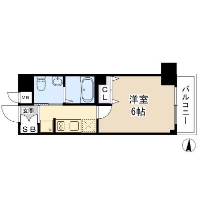 【今宮駅・大国町駅・今宮戎駅】EC難波サウスプレイスⅢラ・パーク⑩【ペット可・スマートTV・2口ガスコンロ・浴室乾燥機・インターネット無料】の間取り図
