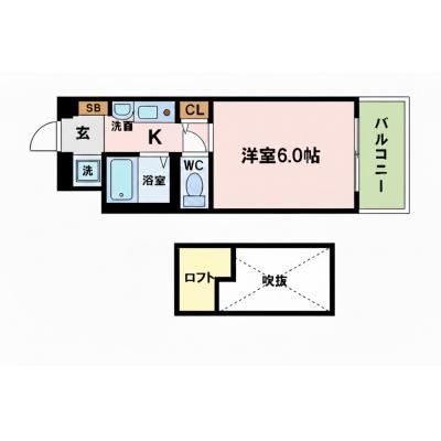 TR淀屋橋WEST1【利便性◎・住環境◎・ネット無料・スーパー間近・ロフト付】の間取り図