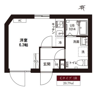 【🌷新生活応援キャンペーン🌷】【禁煙🚭】マイナビSTAYスペランツァ磯子駅前　301の間取り図