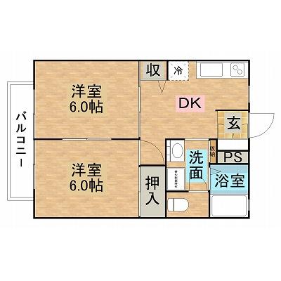 グランドハーベスト（2DK）の間取り図