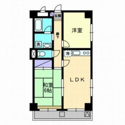 【Alphabed30高知北新田町（2LDKタイプ）】駐車場１台OK、無料Wi-Fiあり、４人入居可能の間取り図