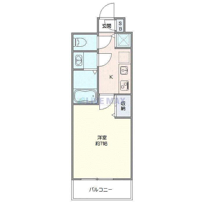 マンスリーリブマックス東高円寺SOUTHヴィレ■『禁煙ルーム・25平米』【1名入居限定・独立洗面・浴室乾燥付】≪スタンダードシリーズ≫の間取り図