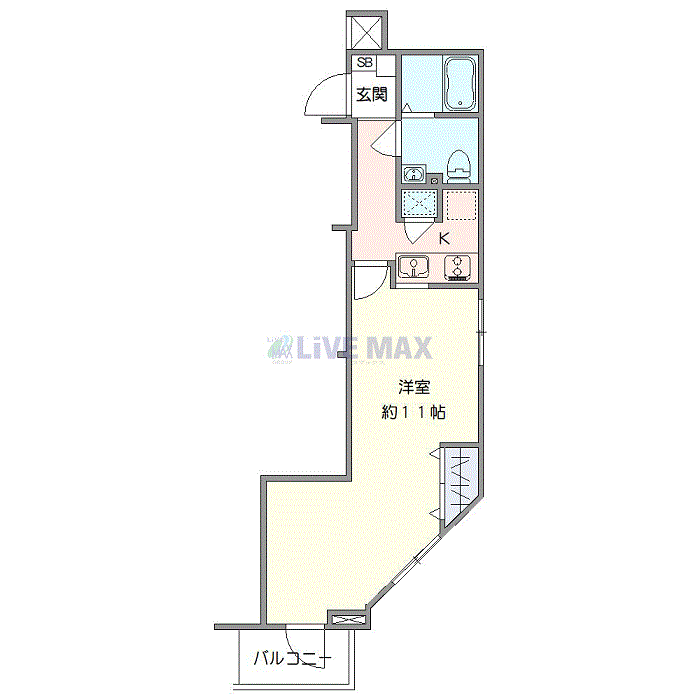 マンスリーリブマックス東西線落合・高田馬場セリュークス■『禁煙ルーム・1K・30平米』【独立洗面・浴室乾燥付】≪エクセレントシリーズ≫の間取り図
