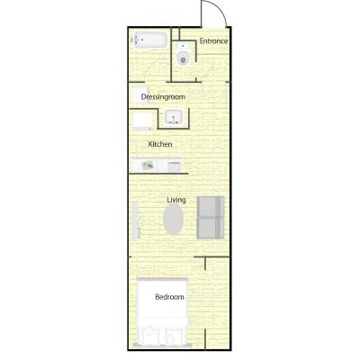 【札幌中心｜最大4名】家具家電付1LDK｜長期滞在◎の間取り図