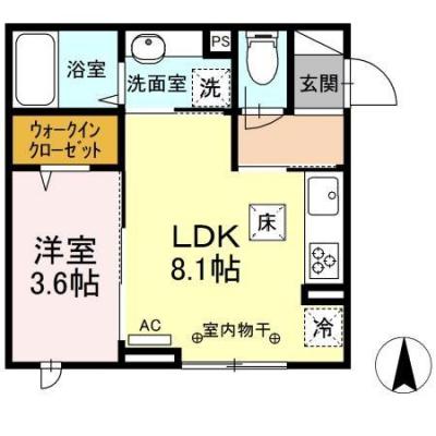 DーROOMマンスリー【ときわぎⅢ】多摩モノレール　砂川七番駅　徒歩5分　電子タバコのみOK！の間取り図