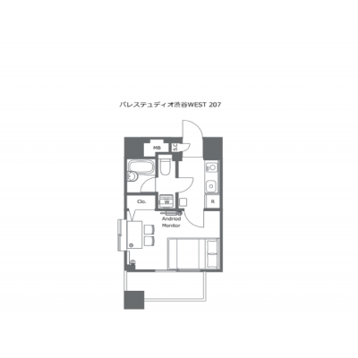 渋谷駅まで徒歩12分/人気エリア/東京旅の拠点に/パレステュディオ渋谷WEST 207の間取り図