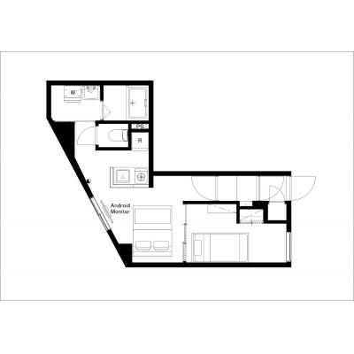 新宿の繫華街エリア/駅徒歩4分/1LDK/アクセントカラーのおしゃれなお部屋/タスキsmart東新宿 302の間取り図
