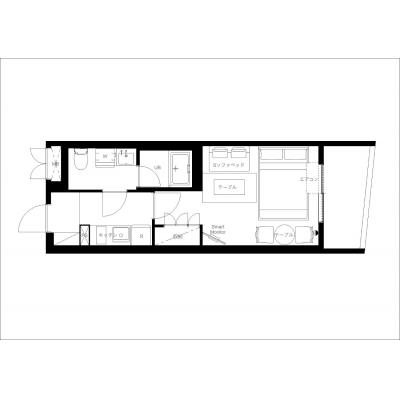 中野駅から徒歩10分/新宿駅まで電車5分/2024年築/家具家電付き/PREAS中野新井 402の間取り図