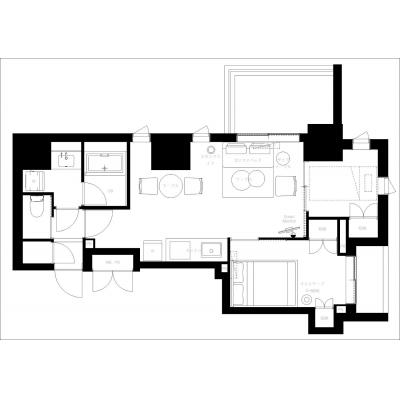 2025年築/広々2LDK/最大収容人数5人/防犯もバッチリ/家具家電付き/アーバネックス錦糸町NORTH 401の間取り図