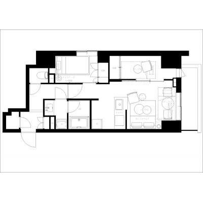 2025年築/広々2LDK/エレベーター完備/防犯もバッチリ/家具家電付き/アーバネックス錦糸町NORTH 802の間取り図