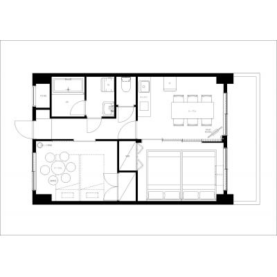駅から徒歩5分/広々2DK&家具家電付き/人気の墨田エリア/Wifi完備/ソレアード鐘ヶ淵 801の間取り図