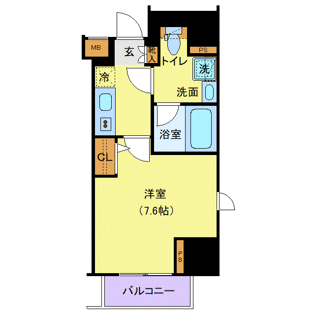マンスリーリブマックス神保町NORTHイムーブル※『禁煙ルーム・25平米・駅3分』【独立洗面・浴室乾燥付】≪エクセレントシリーズ≫の間取り図