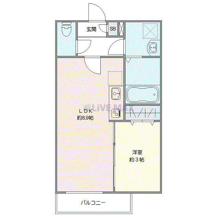 マンスリーリブマックス千葉浜野WESTエベッラ※『禁煙ルーム・1LDK・30平米』【Wi-Fi無制限・追い焚き機能】≪エクセレントシリーズ≫の間取り図