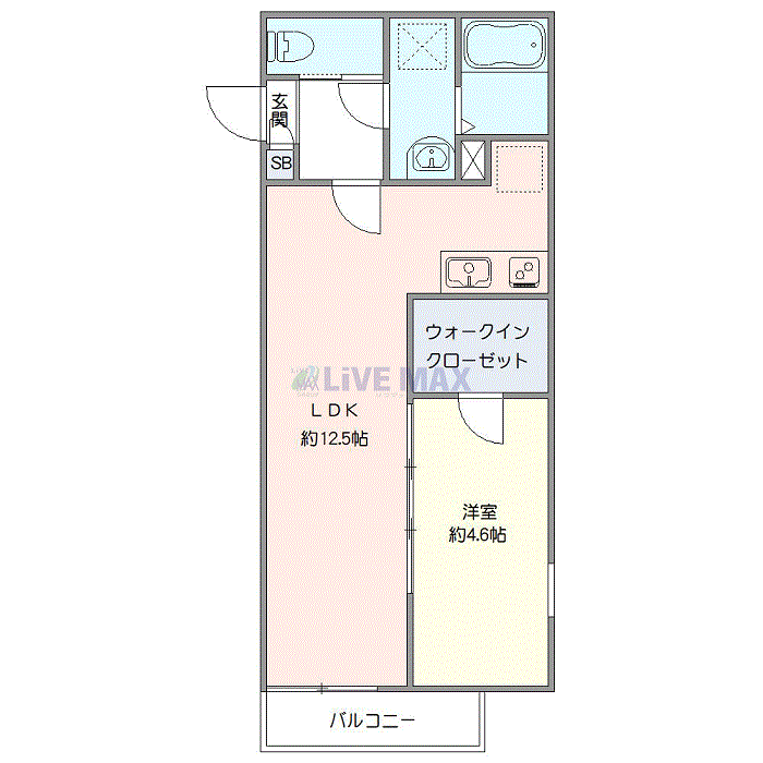 マンスリーリブマックス千葉浜野WESTエベッラ■『禁煙ルーム・1LDK・40平米』【Wi-Fi無制限・追い焚き機能】≪エクセレントシリーズ≫の間取り図