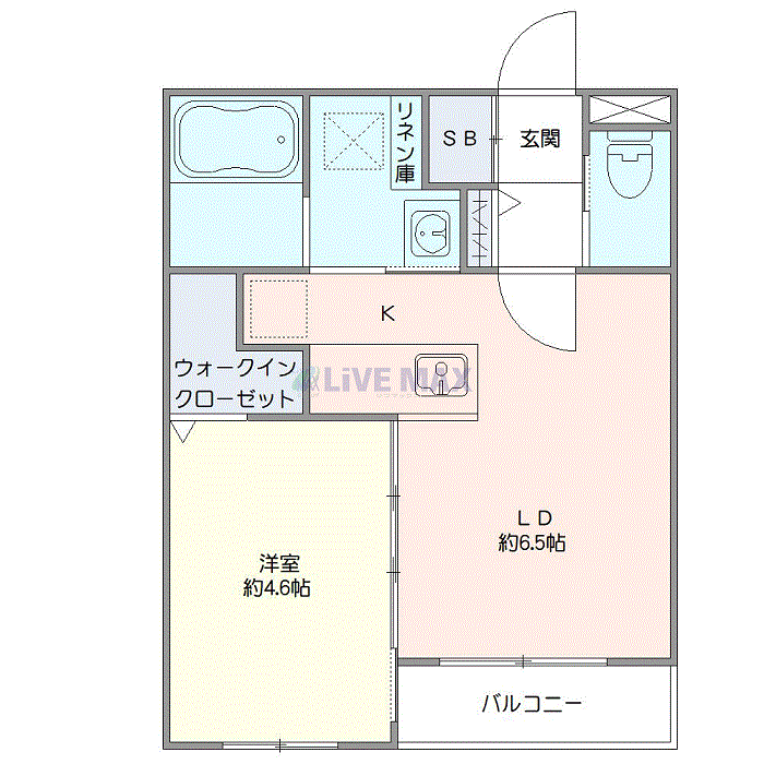 マンスリーリブマックス千歳NORTHスクエア▲『禁煙ルーム・1LDK・32平米・駐車場有』【独立洗面・浴室乾燥付】≪プレミアムシリーズ≫の間取り図