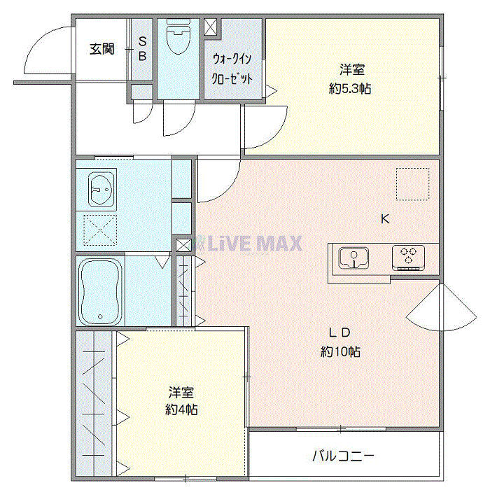 グッドステイ千歳NORTHスクエア■『禁煙ルーム・2LDK・53平米・ツイン・駐車場有・追い焚き機能』【デラックス】の間取り図