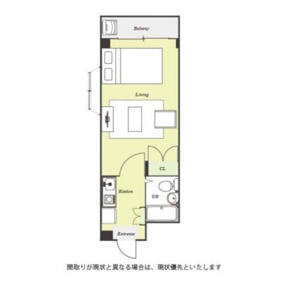 ユニオンマンスリー京成小岩２　101　1K・セミダブル☆【禁煙ルーム】人気の角部屋！ローテーブル＆ソファ＆たっぷり収納2ドア冷蔵庫など生活家電のあるお部屋■選べるWi-Fi格安レンタル中！の間取り図
