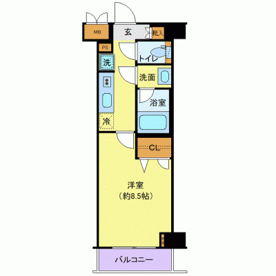 OneLife大森ウィズ【▼オートロック・バストイレ別・独立洗面台・浴室乾燥機付き】の間取り図