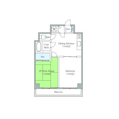 ★Oeupマンスリー日暮里・鶯谷【南向き・２DK・和室仕様・ドラム式洗濯機設置・お子様可能・外国籍可能】の間取り図