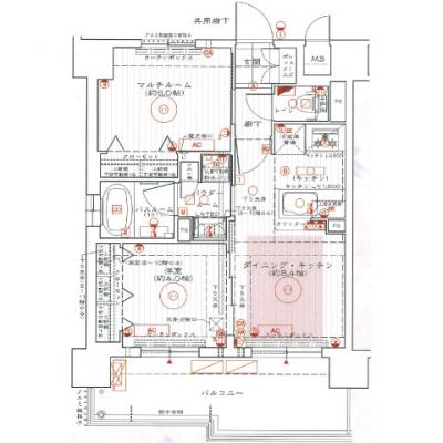 EP京都河原町通Ⅱレジデンシャル（2DKタイプ）【NET無料・ペット相談可・浴室乾燥暖房機・４３型テレビ】の間取り図