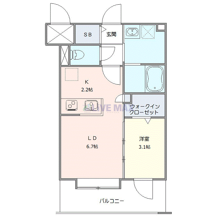 グッドステイ札幌北13条東・北大前スクエア■『禁煙ルーム・1LDK・32平米・Wi-Fi無制限・独立洗面・浴室乾燥付』【デラックス】の間取り図