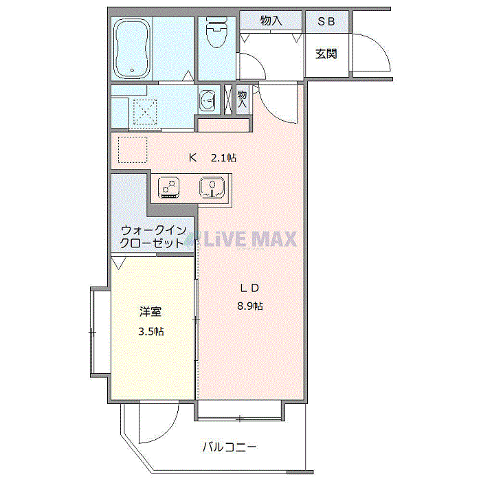 マンスリーリブマックス札幌北13条東・北大前スクエア■『禁煙ルーム・1LDK・38平米』【Wi-Fi無制限・独立洗面・浴室乾燥付】≪プレミアムシリーズ≫の間取り図