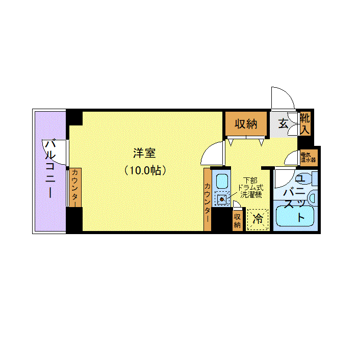 マンスリーリブマックス日本橋中洲※『禁煙ルーム・30平米』【1名入居限定】≪スマートシリーズ≫の間取り図